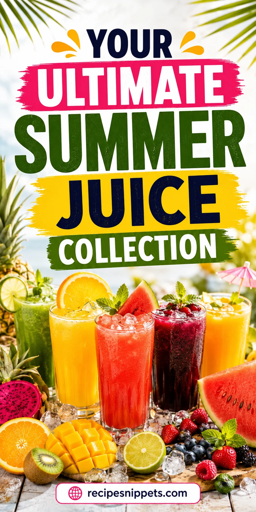 20 easy summer juices for hot days in glasses with fresh fruit